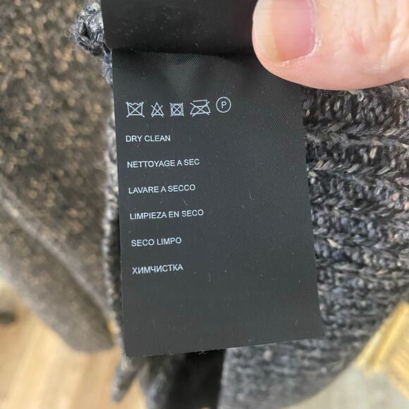 Club Monaco Italian Yarn Belted Cardigan Sweater XL Gray Wool Silk Blend grandpa - Picture 3 of 9